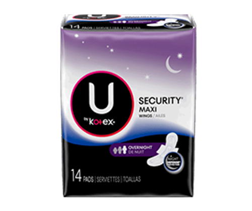Kotex - Security Maxi Pads - Overnight with wings